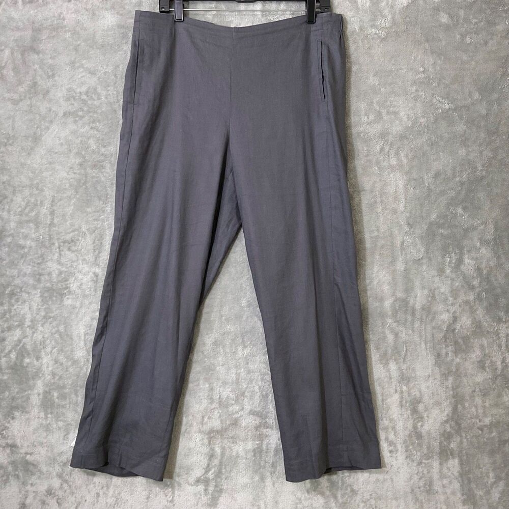 J. Jill Linen stretch pull on pants Women's Size 14 Petite gray travel, career